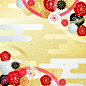 日本日系日式传统花样图案和风仙鹤松树鲤鱼波浪纹印花背景填充图案矢量AI源文件素材