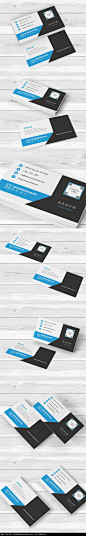 蓝黑色简洁商务名片AI素材下载_商业服务名片设计模板