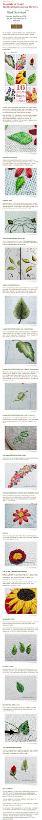 叶片和花朵针法 Tutorials for Hand Embroidered Leaves & Flowers – Needle’nThread.com