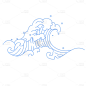 手绘-海浪线稿自然元素贴纸2