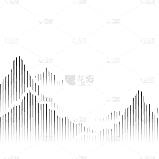 纹理通用黑色线条山水元素素材