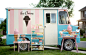 Ice Cream #shop #food #truck #pink #party #blue #white #stripes
