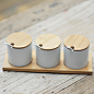 日式调味罐套装 陶瓷调味盒 调味瓶创意三件套调味料宜家出口单品