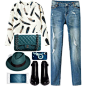 A fashion look from November 2014 featuring crop top, blue jeans and leather boots. Browse and shop related looks.