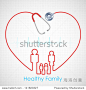 illustration of family made of stethoscope on Healthcare and Medical background