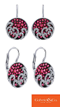 14k White Gold Diamond and Ruby Drop Earrings by Gabriel & Co. | Color Me Happy | Pinterest