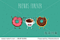 Coffee and donuts illustration. Vector cartoon. Friends forever. Comic characters.