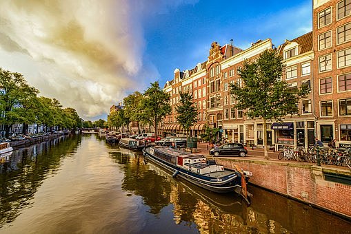 阿姆斯特丹, 运河, 风暴, 城市, 天...