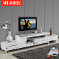特价 可伸缩电视柜 钢化玻璃 白色烤漆 简约客厅家具组合地柜4792