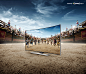 Samsung Curved UHD TV : We were commissioned by Samsung to create a Colosseum filled with gladiators running towards the viewer to promote their new curved TV. Working with photographer Michael Muller was a great experience, and working with ultra high re