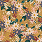 唯美水彩手绘波西米亚婚礼花卉植物背景免抠透明PNG图案合集素材 (13)