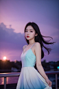  (Masterpiece, Best Picture Quality),Girl,White Dress,(Blue and Purple | Gradient),Light pollution:1.1,
