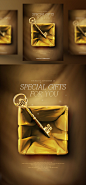金钥匙 金色礼盒 黑色质感背景 VIP海报PSD_平面设计_海报