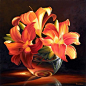 Three Lilies Painting by Varvara Harmon