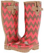 Coral and brown chevron rain boots reg. $52 on sale for $34.99.  LOVE!!