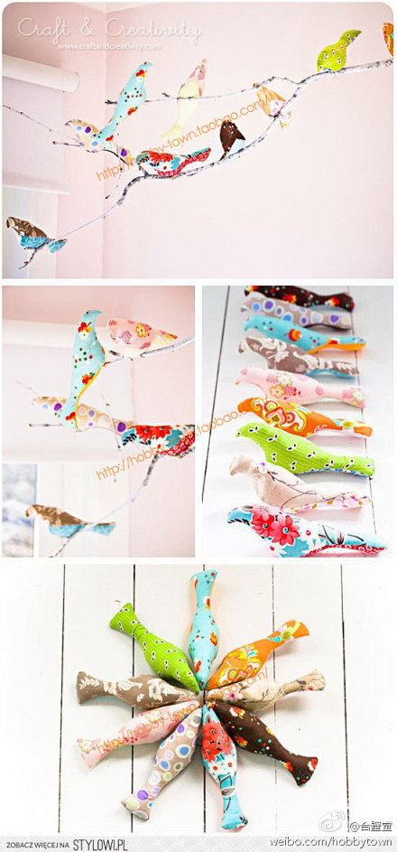 #DIY分享#非常可爱的小鸟吊饰，只需布...