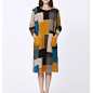 半圆原创独立设计羊毛抽象格子宽松连衣裙文艺范女装秋季新 新款 2013 正品 代购  一只氧气