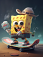 goku0904_SpongeBob_Riding_a_skateboard_playing_chibi_Blind_box_45