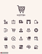 购物车礼盒货车运输手机购物UI图标 icon图标 扁平图标