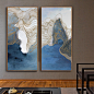 新中式客厅装饰画大幅背景墙玄关挂画餐厅壁画油画三联意境抽象画-淘宝网
