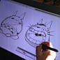 Instagram photo by @chocolatesoop (Dacosta!) - via Iconosquare : Sketching up background bitz and bobs for a new piece. #miyazaki #totoro @wacom @corelpainter #smudgeguard  #cintiq27QHDtouch #creativelife