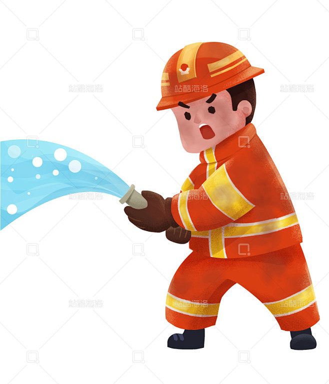 灭火的消防员插画