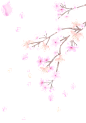 手绘春天鲜花桃花绿叶免抠_PNG：