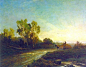 费多尔•亚历山大维奇•瓦西里耶夫（1850-1873），俄国最具天赋的风景画大师之一。1870年瓦西里耶夫同列宾及马卡洛夫一同前往伏尔加河沿岸旅行，创作了《融雪》、《伏尔加河风景》、《冬日风景》等画作，并凭借这些作品而名声大噪。他的作品总是在明艳、和谐的色彩中传达着对大自然深情而浪漫的表白。1873年10月6日瓦西里耶夫因患结核病在雅尔塔离世，结束了短暂二十三年辉煌的生命。
