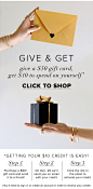 Give & Get! Give a $50 gift card, get $10 to spend on yourself!* Click to Shop! *Getting your $10 credit is easy! Puchase a $50+ gift card & send to a friend! Dec. 28 we'll send you an email with the credit. Click the email link to redeem!