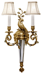 Brass and Cystal Sconce with peacock motif traditional-wall-sconces