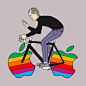 If Apples rolled as well as wheels, this is what Steve Jobs may have ridden. The work of artist Mike Joos