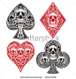 A set of ornate playing card suits. - stock vector