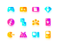 Gaming Icons affinity vector affinity designer icon gameboy pc invader pacman playing card achievement dice cd diamond nintendo switch virtual reality gamepad