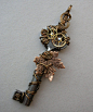 Falling Maple Leaf Clockwork Key Pendant A by silverowlcreations, $46.00