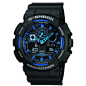 Casio G-Shock GA100-1A2 Ana-Digi Speed Indicator Black Dial Men's Watch