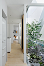 绿色环抱住宅 Green Edge House by mA-style Architects - 灵感日报 : mA-style Architects在日本Sizuoka 县藤枝市（Fujieda）一块住宅用地上设计了一座四周无窗的住宅——Green Edge House。虽然住宅四周被白白的墙面包围，然而在白墙的立面却围绕了一圈种满绿色植物的“景观带”。而白墙并非顶天立地的矗立在建筑周边，而是上有天堂，下有地的悬在半空……