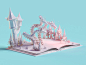 Paper story paper 53 knight dragon paper lowpoly illustration b3d low poly isometric blender