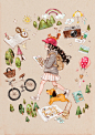 【韩国插画家Aeppol 的「森林女孩日记」系列插画】—— 装备齐全，出发…来一次快乐的旅行 ~