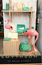 Smythson's Store Window Display  Love the flamingos!  retail display  Gift Shop Magazine  www.giftshopmag.com