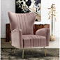 Dusty Pink Velvet High Back Lounge Chair