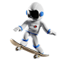宇航员滑冰 3d 插图