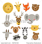 Heads of cartoon animals, vector set on a white background-动物/野生生物,符号/标志-海洛创意（HelloRF） - 站酷旗下品牌 - Shutterstock中国独家合作伙伴