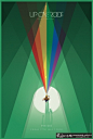 时尚海报设计构图配色 创意广告配色设计 彩虹色光线 彩色光线 三角形海报 光影海报图