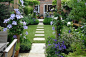 Pretty town garden with pergola and clematis