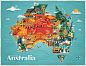 Discover Australia : Annabel Trends commissioned me to update the traditional Australian souvenir map to be used across a host of homewares and travel goods. After a lot of time spent on Google Earth and going through old high school geography books, this