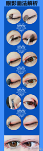 【眼影画法解析】不同的妆型，搭配出的眼影色效果也不同。