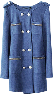 蓝灰色双排扣OL通勤外套（多色）-最搭配