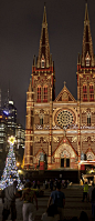 Christmas lights, St Mary’s Cathedral in Sydney, Australia