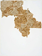 Donna Ruff, United States, Frieze VI, burn and gold leaf on paper, 28 x 21 in (vypaľovanie, perforovanie vzorov)