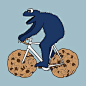 Cookie never get hungry on bike ride.